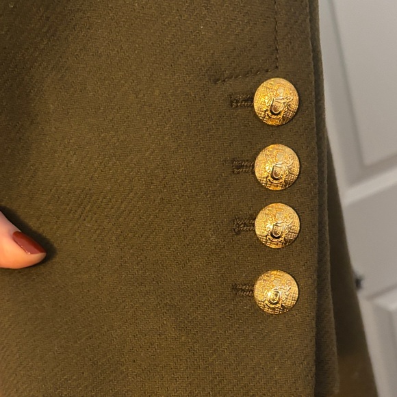 Zara Woman’s Olive Double-Breasted Coat with Gold Buttons - Picture 3 of 9